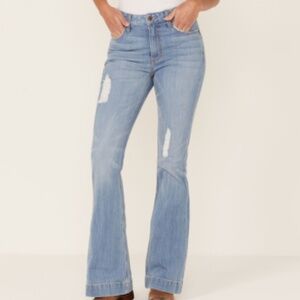 Kimes Ranch Girls Womens Jeans Jennifer Faded Torn Flare Sz 00/34 Cowgirl
